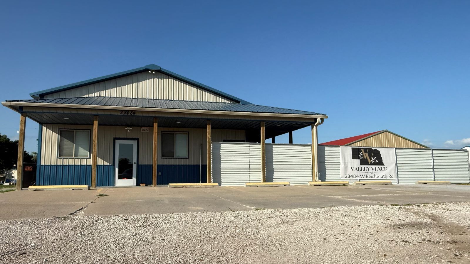 Front entrance of Valley Venue at 28484 W Reichmuth Rd in Valley, Nebraska