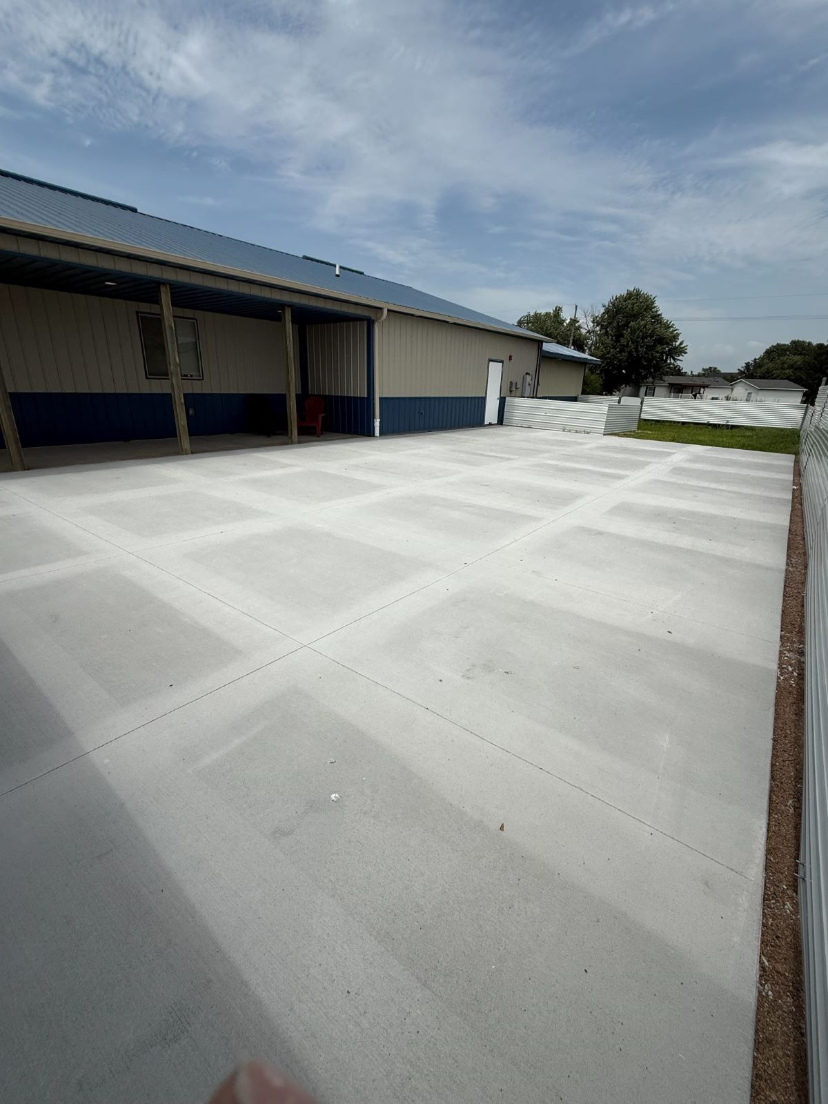 Covered porch seating along the outdoor patio at Valley Venue